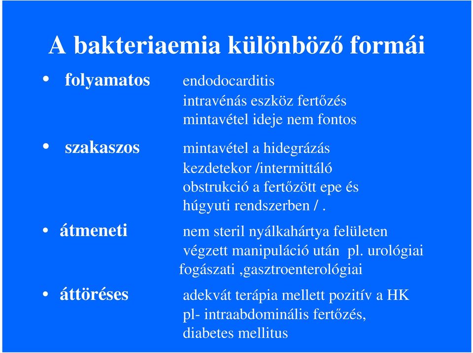 fertızött epe és húgyuti rendszerben /. nem steril nyálkahártya felületen végzett manipuláció után pl.