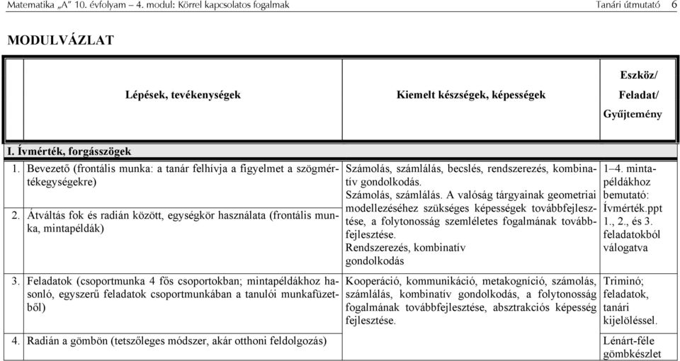 Feladatok (csoportmunka 4 fős csoportokban; mintapéldákhoz hasonló, egyszerű feladatok csoportmunkában a tanulói munkafüzetből) 4.