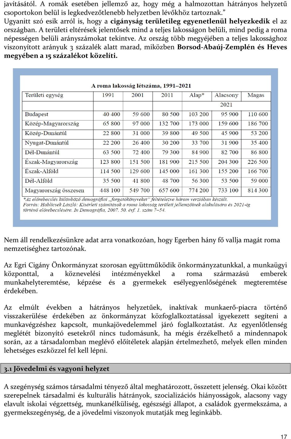 A területi eltérések jelentősek mind a teljes lakosságon belüli, mind pedig a roma népességen belüli arányszámokat tekintve.