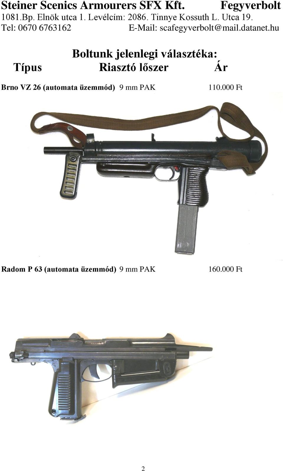 üzemmód) 9 mm PAK 110.