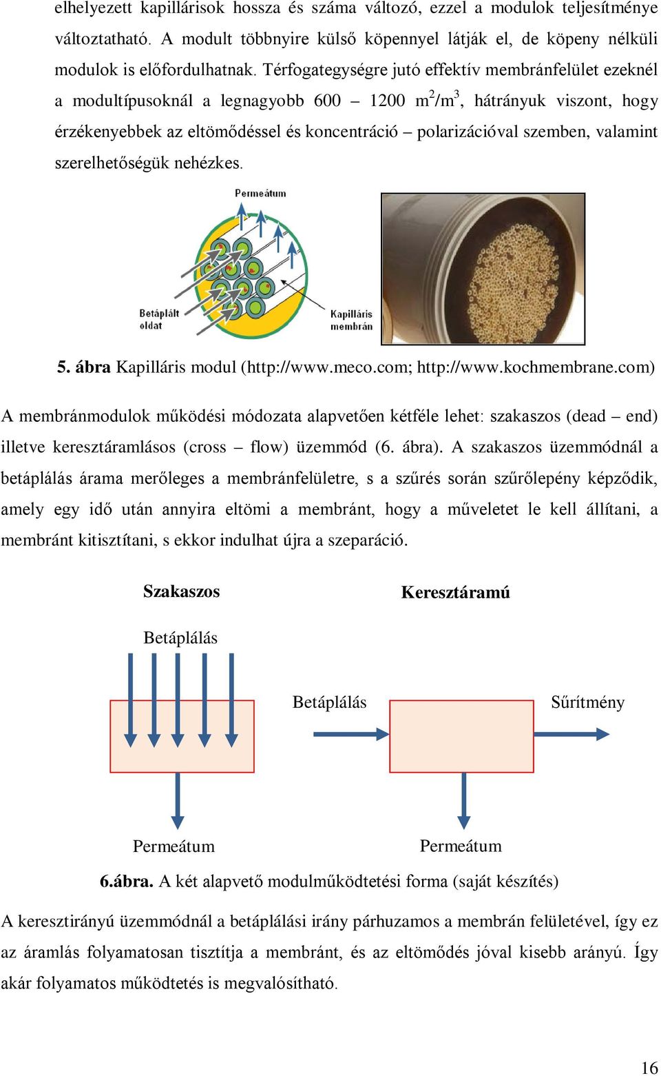 valamint szerelhetőségük nehézkes. 5. ábra Kapilláris modul (http://www.meco.com; http://www.kochmembrane.