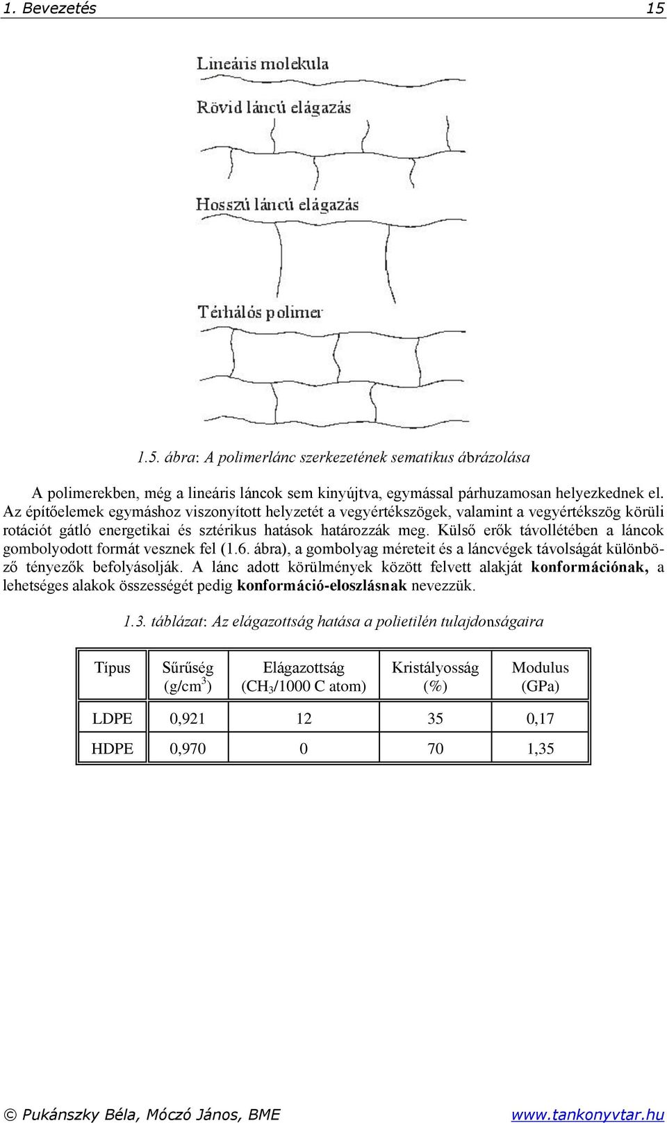 Külső erők távollétében a láncok gombolyodott formát vesznek fel (1.6. ábra), a gombolyag méreteit és a láncvégek távolságát különböző tényezők befolyásolják.