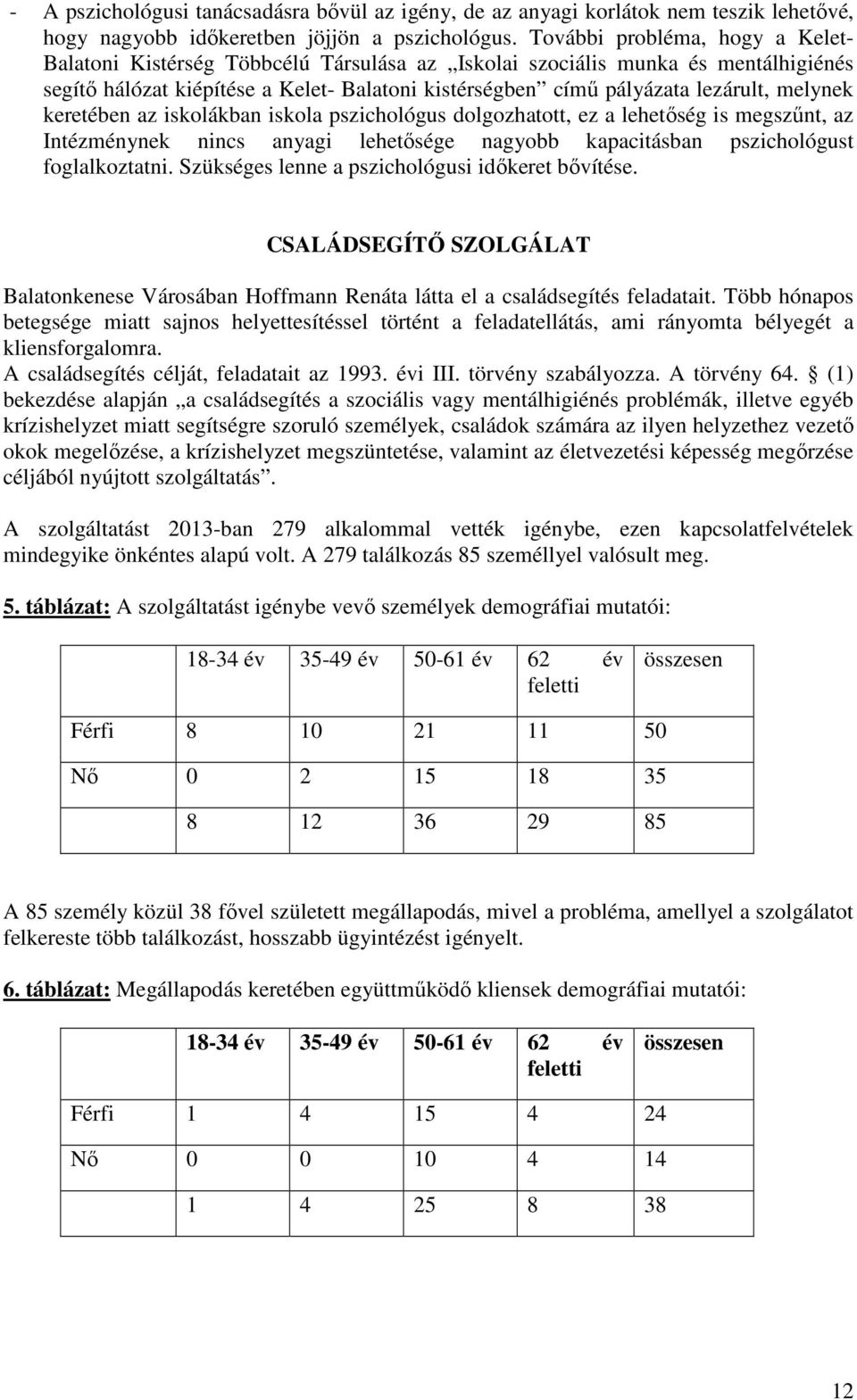 melynek keretében az iskolákban iskola pszichológus dolgozhatott, ez a lehetőség is megszűnt, az Intézménynek nincs anyagi lehetősége nagyobb kapacitásban pszichológust foglalkoztatni.