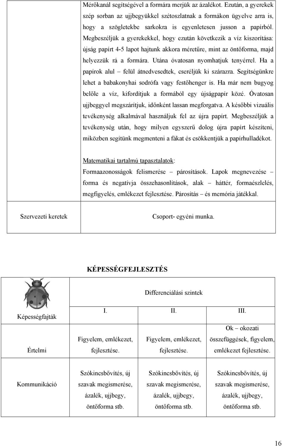 Megbeszéljük a gyerekekkel, hogy ezután következik a víz kiszorítása: újság papírt 4-5 lapot hajtunk akkora méretűre, mint az öntőforma, majd helyezzük rá a formára.