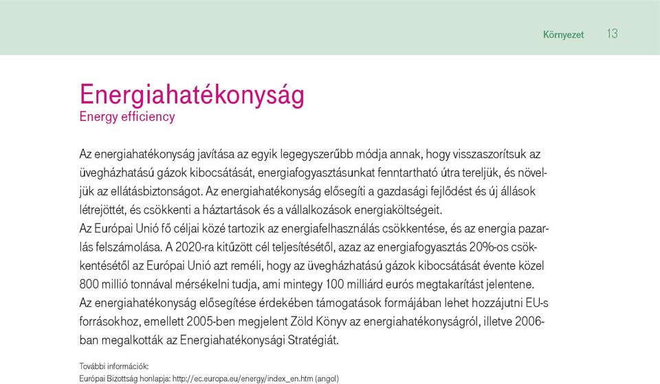 Az energiahatékonyság elősegíti a gazdasági fejlődést és új állások létrejöttét, és csökkenti a háztartások és a vállalkozások energiaköltségeit.