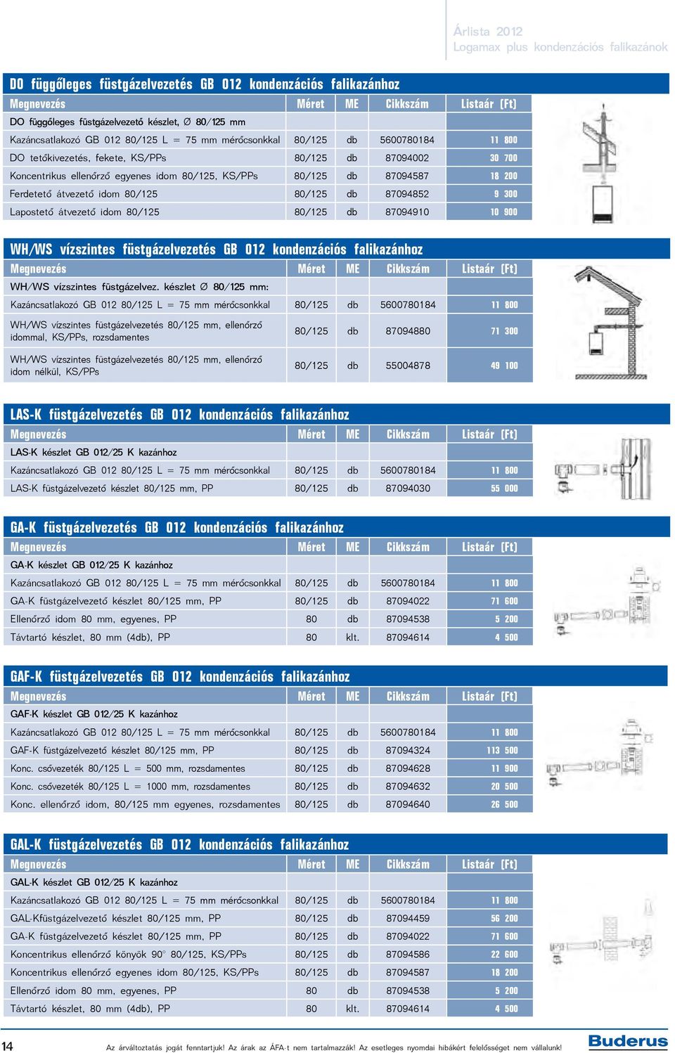 idom 80/125 80/125 db 87094852 9 300 Lapostető átvezető idom 80/125 80/125 db 87094910 10 900 WH/WS vízszintes füstgázelvezetés GB 012 kondenzációs falikazánhoz WH/WS vízszintes füstgázelvez.