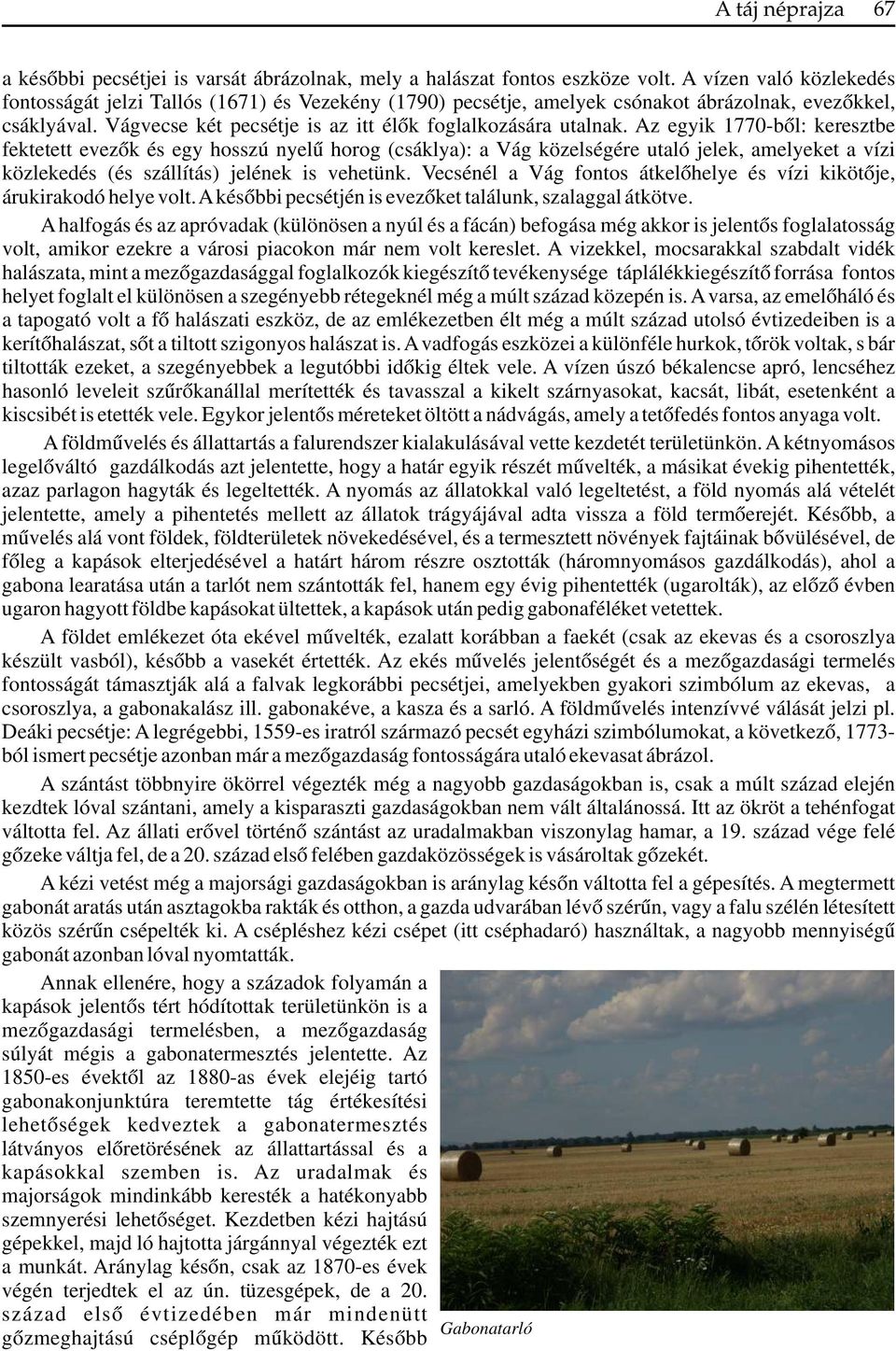 Az egyik 1770-ből: keresztbe fektetett evezők és egy hosszú nyelű horog (csáklya): a Vág közelségére utaló jelek, amelyeket a vízi közlekedés (és szállítás) jelének is vehetünk.