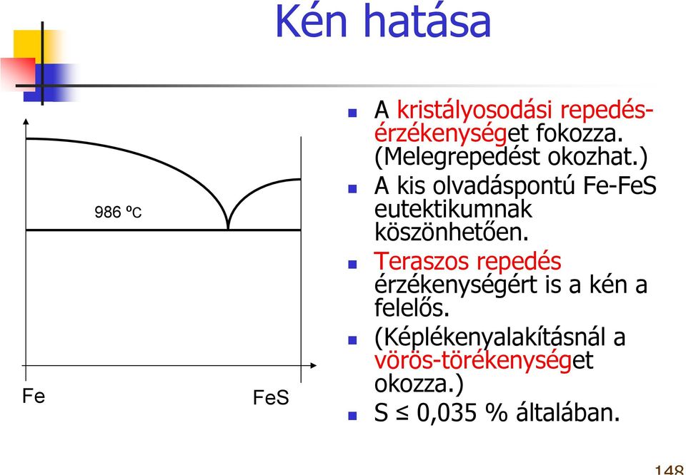 ) A kis olvadáspontú Fe-FeS eutektikumnak köszönhetően.