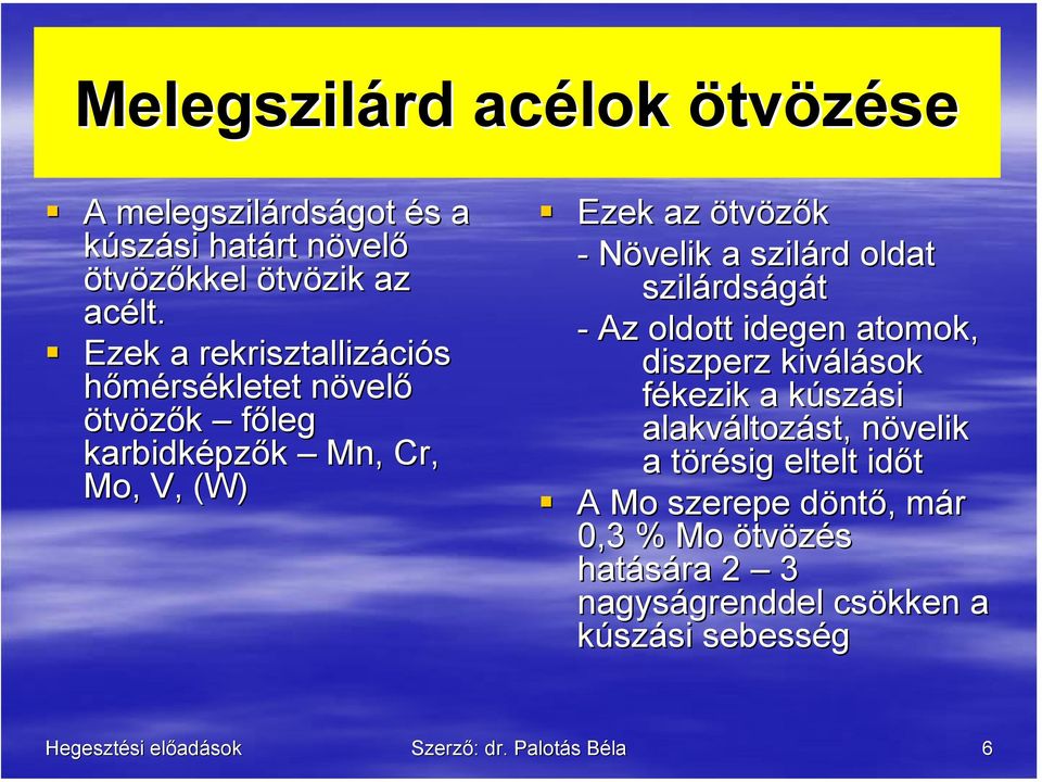 szilárd oldat szilárdságát - Az oldott idegen atomok, diszperz kiválások fékezik a kúszási alakváltozást, növelik a