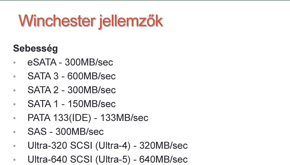 133(IDE) - 133MB/sec SAS - 300MB/sec Ultra-320 SCSI