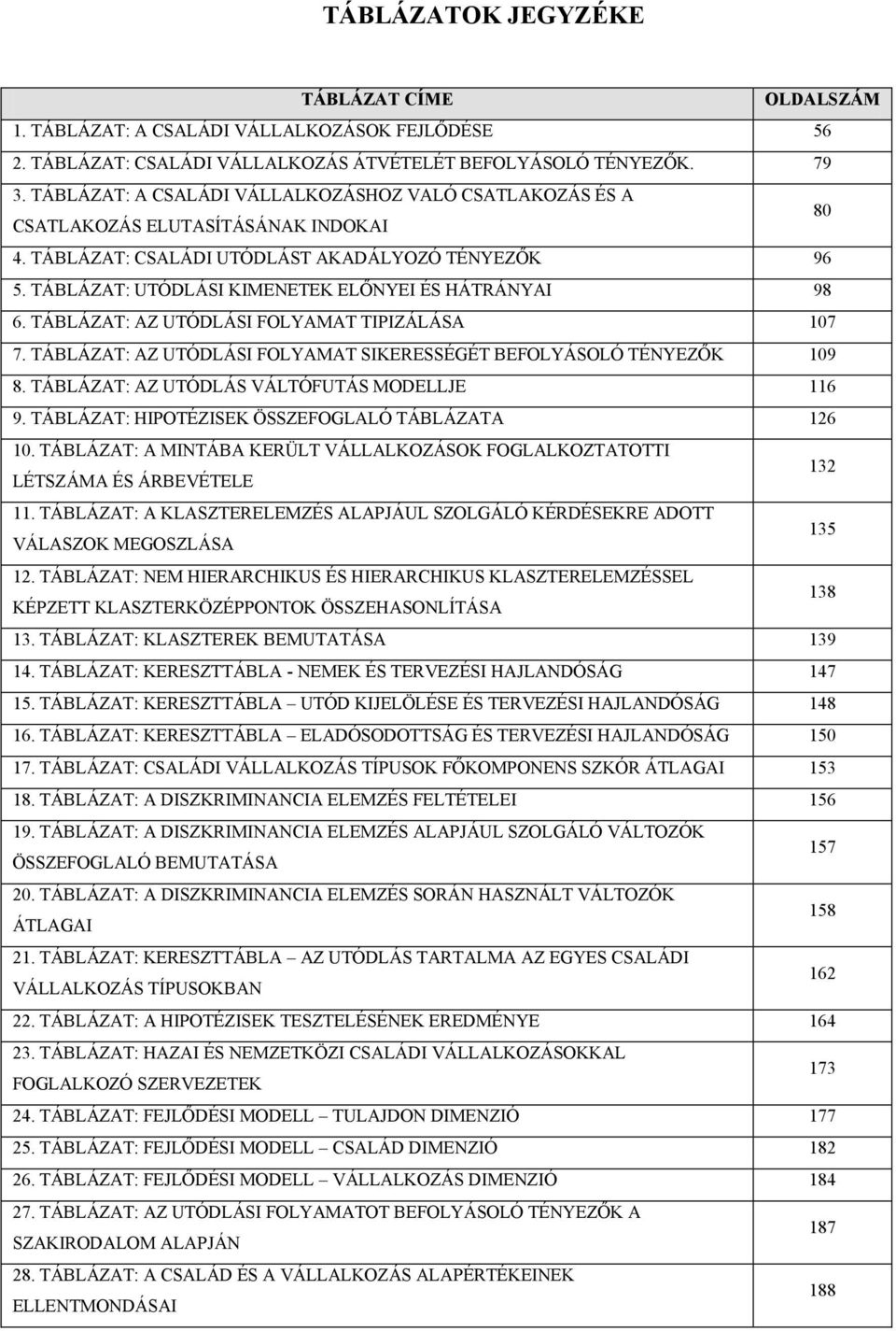 TÁBLÁZAT: UTÓDLÁSI KIMENETEK ELŐNYEI ÉS HÁTRÁNYAI 98 6. TÁBLÁZAT: AZ UTÓDLÁSI FOLYAMAT TIPIZÁLÁSA 107 7. TÁBLÁZAT: AZ UTÓDLÁSI FOLYAMAT SIKERESSÉGÉT BEFOLYÁSOLÓ TÉNYEZŐK 109 8.