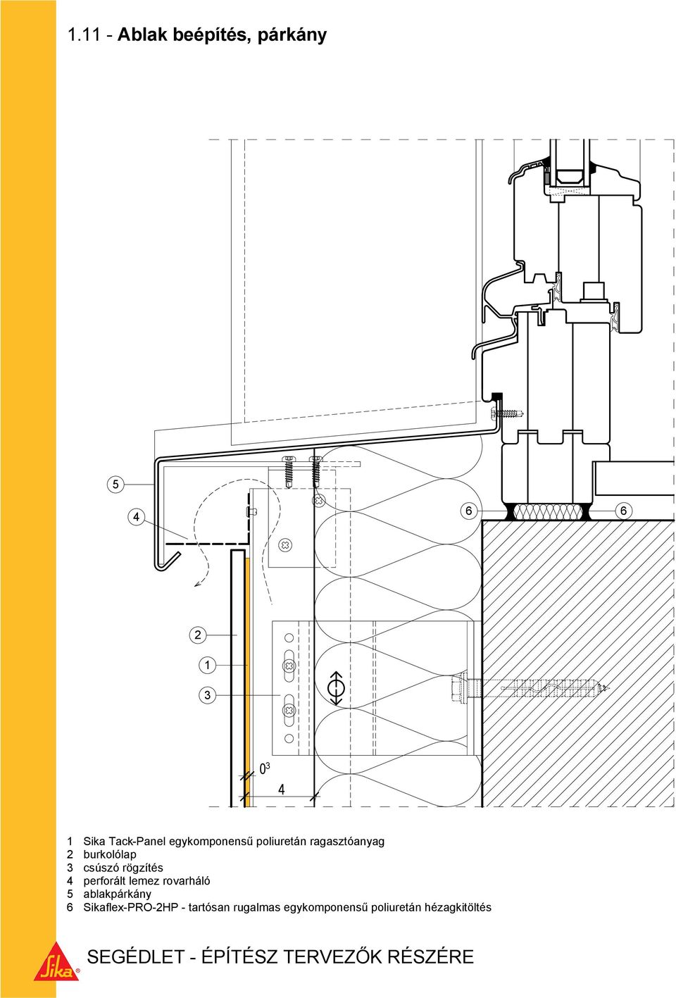 lemez rovarháló 5 ablakpárkány 6 Sikaflex-PO-HP - tartósan