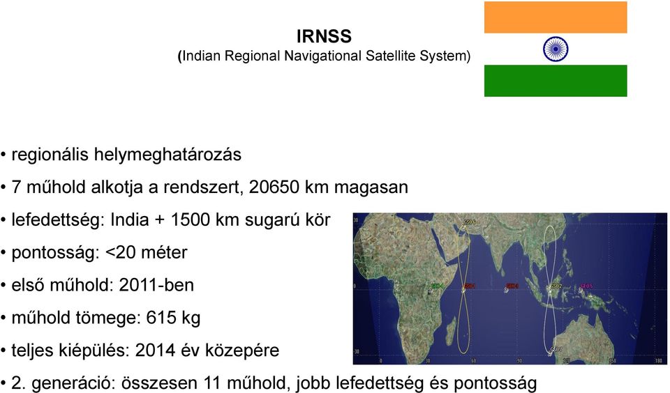 kör pontosság: <20 méter első műhold: 2011-ben műhold tömege: 615 kg teljes