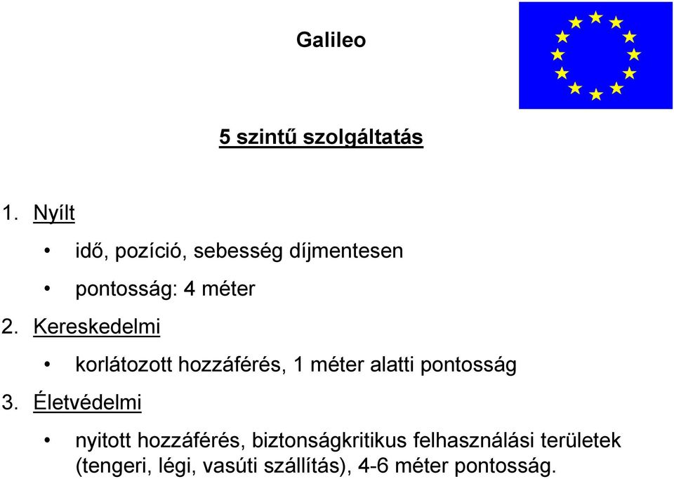 Kereskedelmi korlátozott hozzáférés, 1 méter alatti pontosság 3.