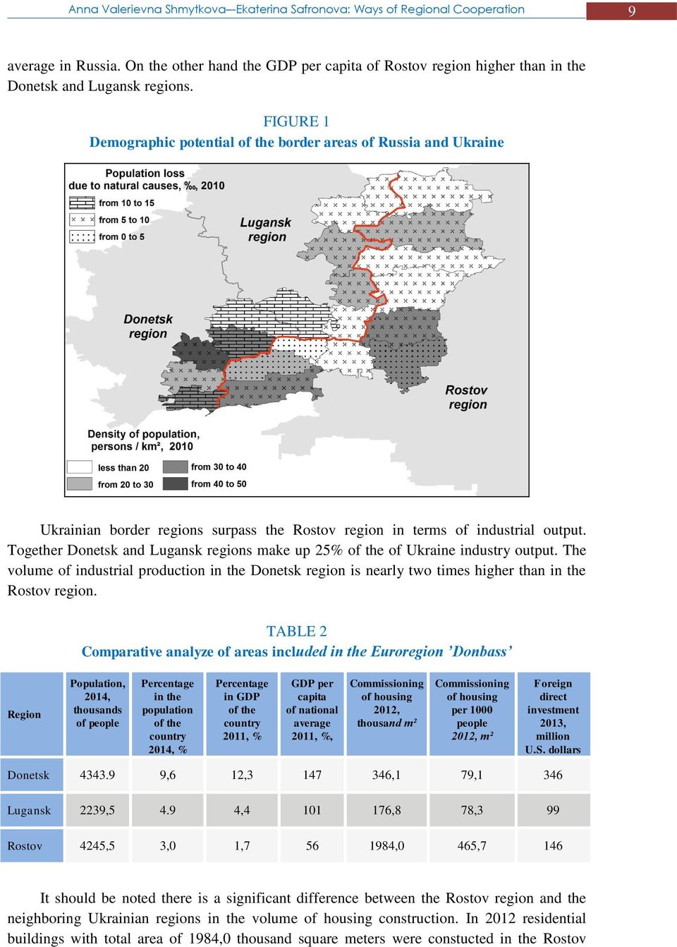 Together Donetsk and Lugansk regions make up 25% of the of Ukraine industry output. The volume of industrial production in the Donetsk region is nearly two times higher than in the Rostov region.