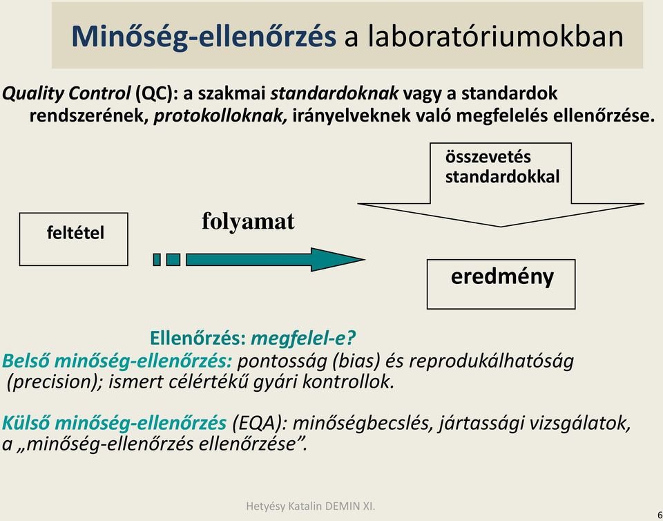 összevetés standardokkal feltétel folyamat eredmény Ellenőrzés: megfelel-e?