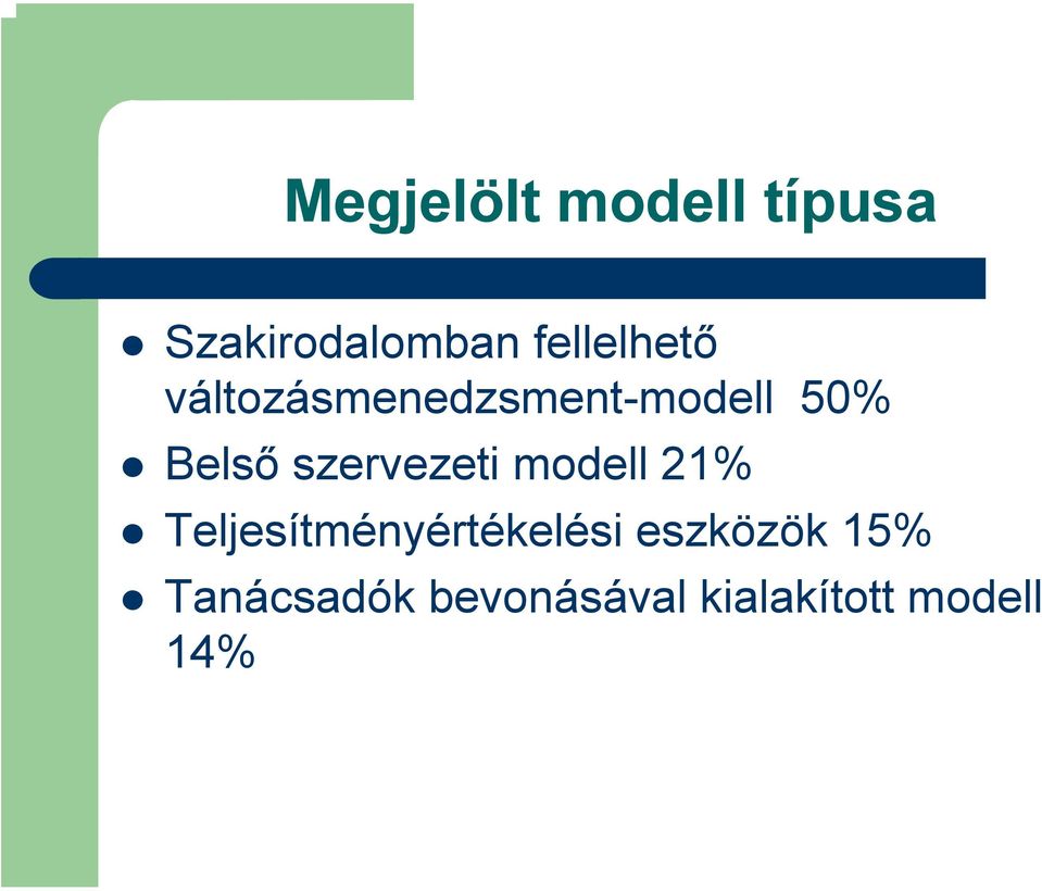 szervezeti modell 21% Teljesítményértékelési