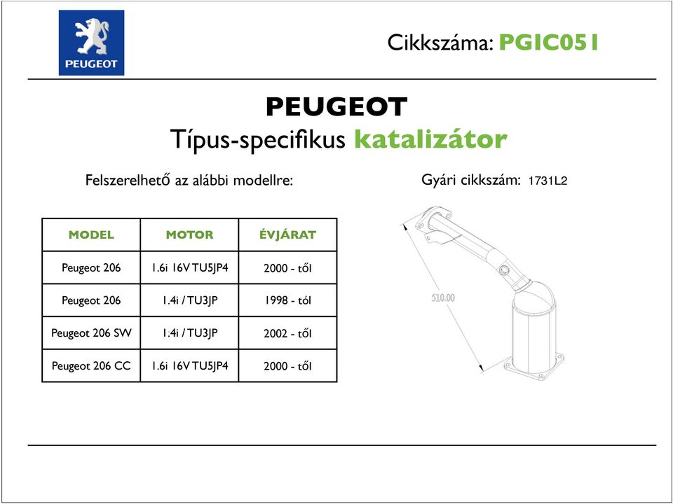 6i 16V TU5JP4 2000 - t"l Peugeot 206 1.