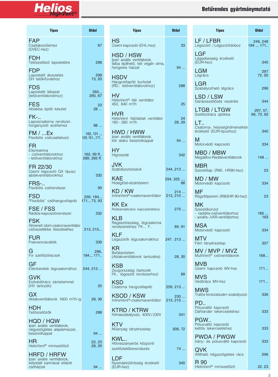 . FR Ellenkarima csőventilátorokhoz tetőventilátorokhoz 162, 99 ff., 289, 265 ff. FR 22/30 Üzemi kapcsoló GX típusú ablakventilátorokhoz 332 FRS.. Flexibilis csőrendszer 90 FSD 259, 184.