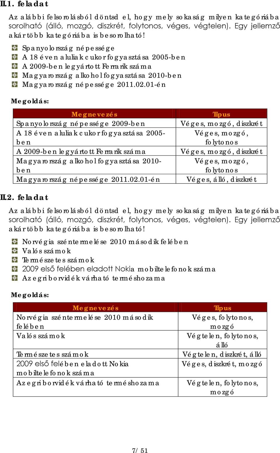 01-én Megnevezés Spanyolország népessége 2009-ben A 18 éven aluliak cukor fogyasztása 2005- ben A 2009-ben legyártott Ferrarik száma Magyarország alkohol fogyasztása 2010- ben Magyarország népessége