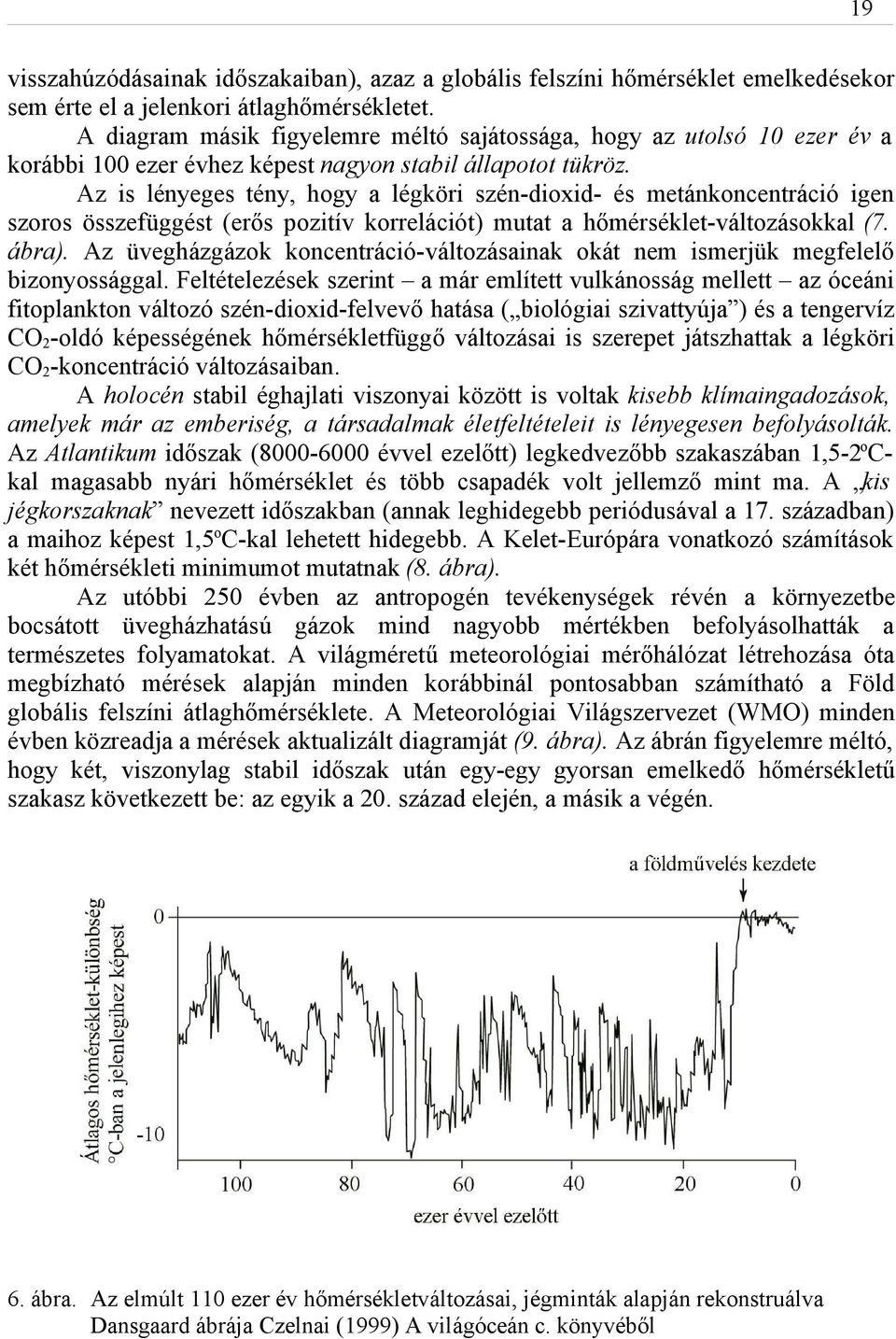 Az is lényeges tény, hogy a légköri szén-dioxid- és metánkoncentráció igen szoros összefüggést (erős pozitív korrelációt) mutat a hőmérséklet-változásokkal (7. ábra).