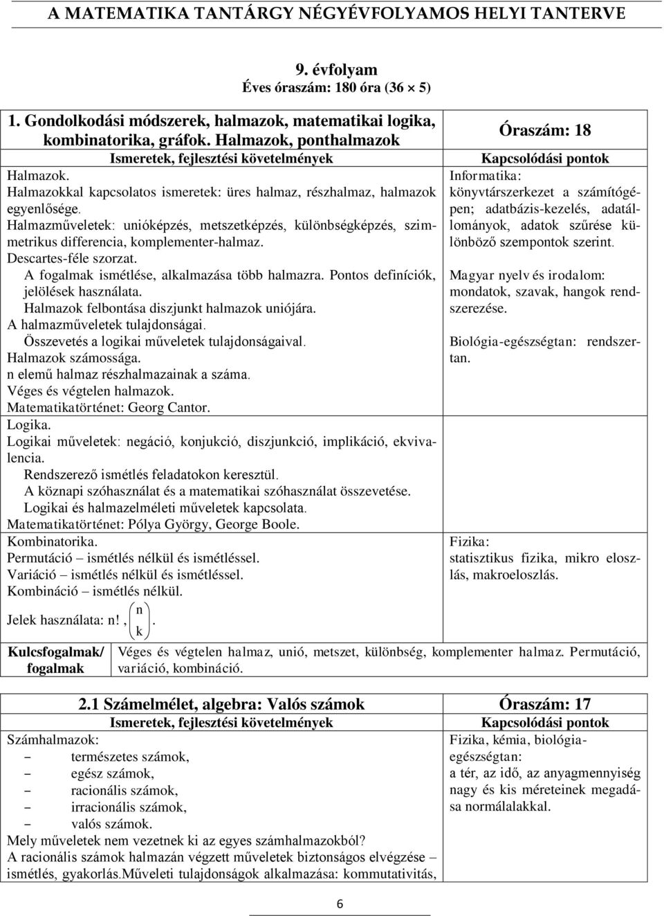 Descartes-féle szorzat. A ismétlése, alkalmazása több halmazra. Pontos definíciók, jelölések használata. Halmazok felbontása diszjunkt halmazok uniójára. A halmazműveletek tulajdonságai.