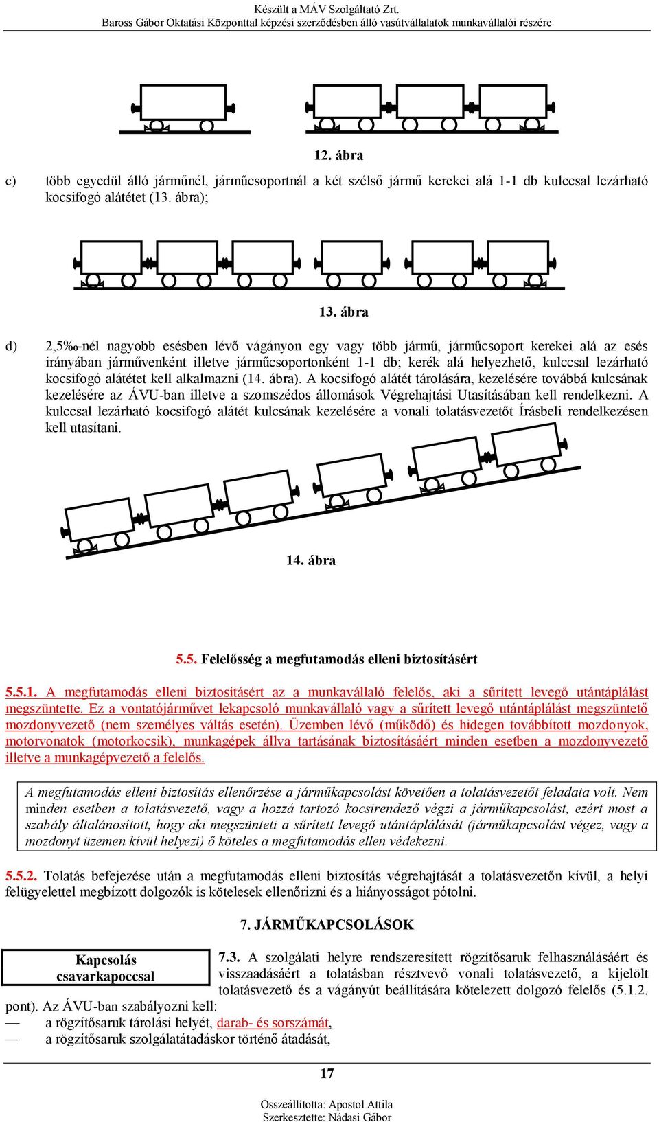 kocsifogó alátétet kell alkalmazni (14. ábra).