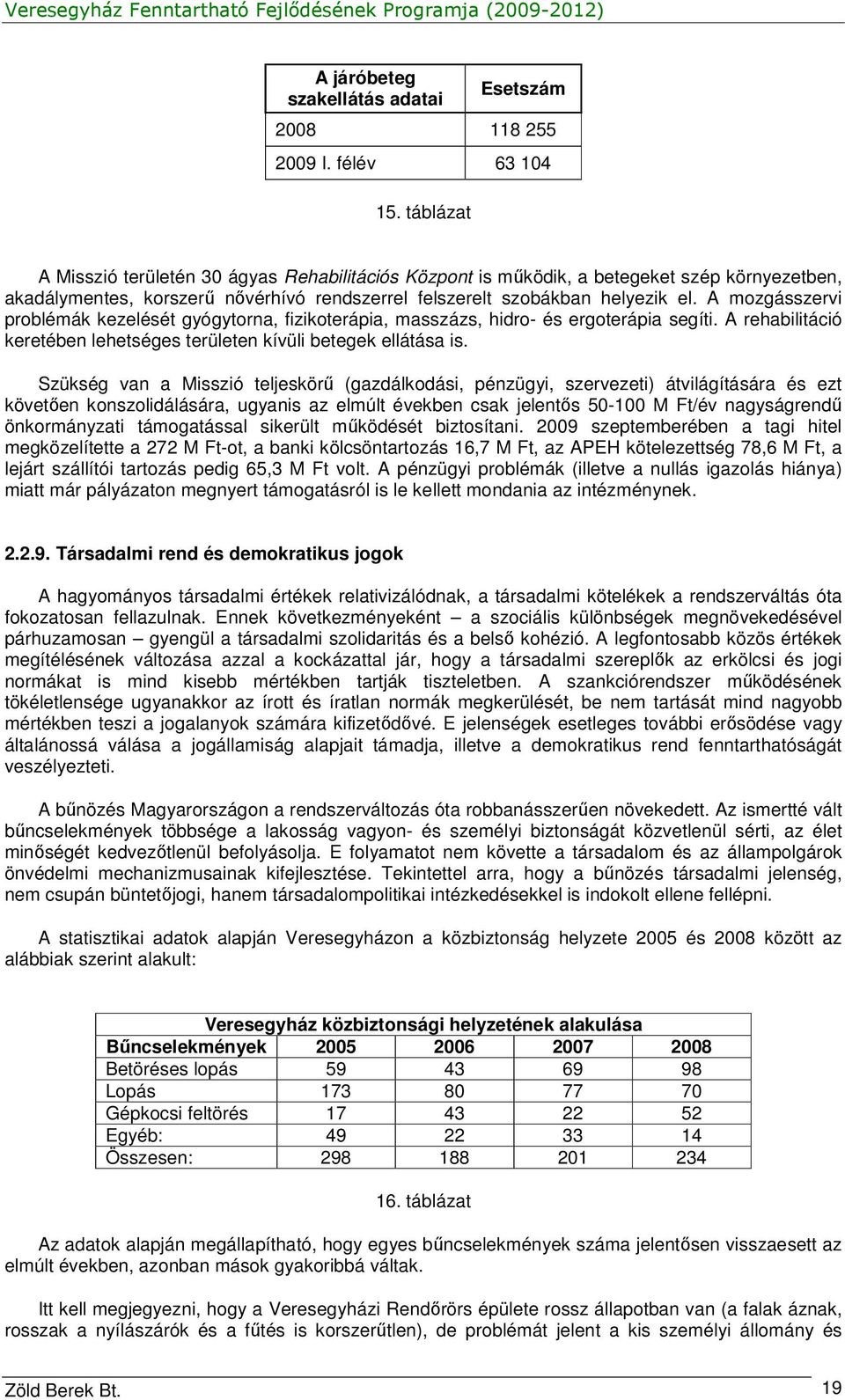 A mozgásszervi problémák kezelését gyógytorna, fizikoterápia, masszázs, hidro- és ergoterápia segíti. A rehabilitáció keretében lehetséges területen kívüli betegek ellátása is.