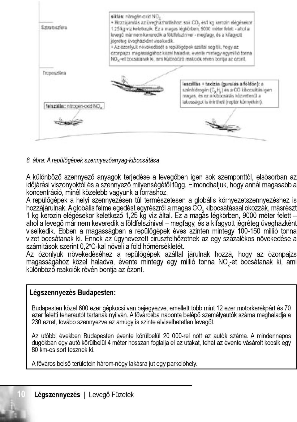 A globális felmelegedést egyrészről a magas CO 2 kibocsátással okozzák, másrészt 1 kg kerozin elégésekor keletkező 1,25 kg víz által.