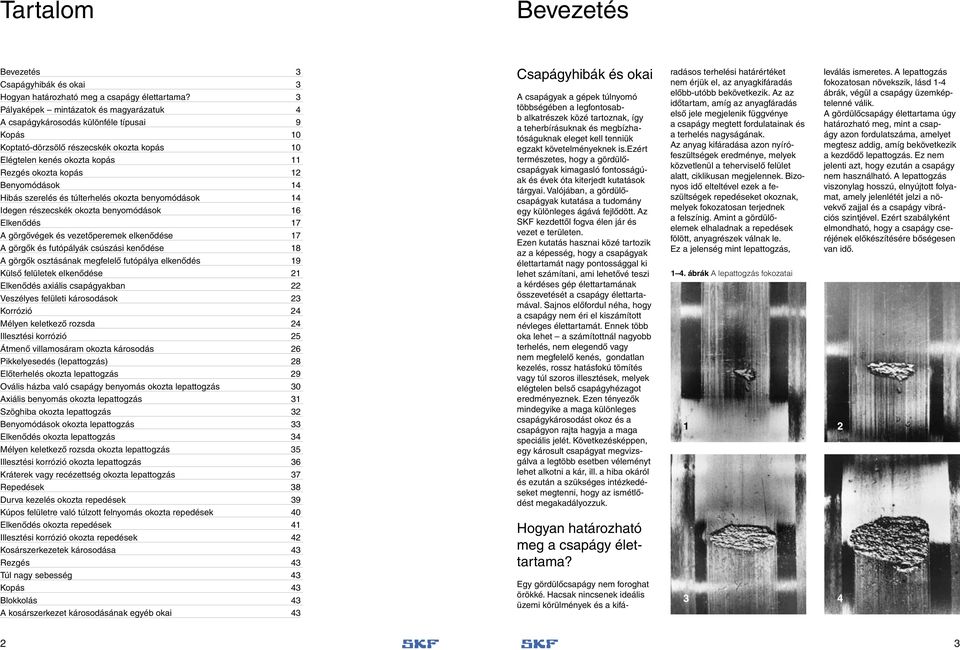 Benyomódások 14 Hibás szerelés és túlterhelés okozta benyomódások 14 Idegen részecskék okozta benyomódások 16 Elkenődés 17 A görgővégek és vezetőperemek elkenődése 17 A görgők és futópályák csúszási