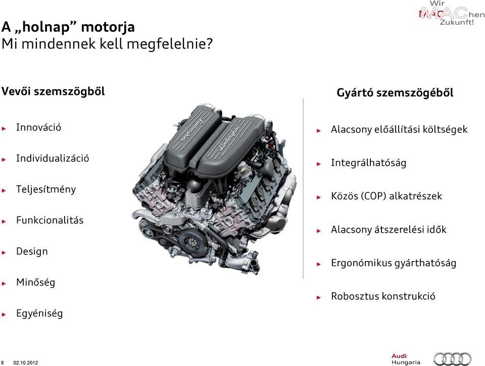 Individualizáció Integrálhatóság Teljesítmény Közös (COP) alkatrészek