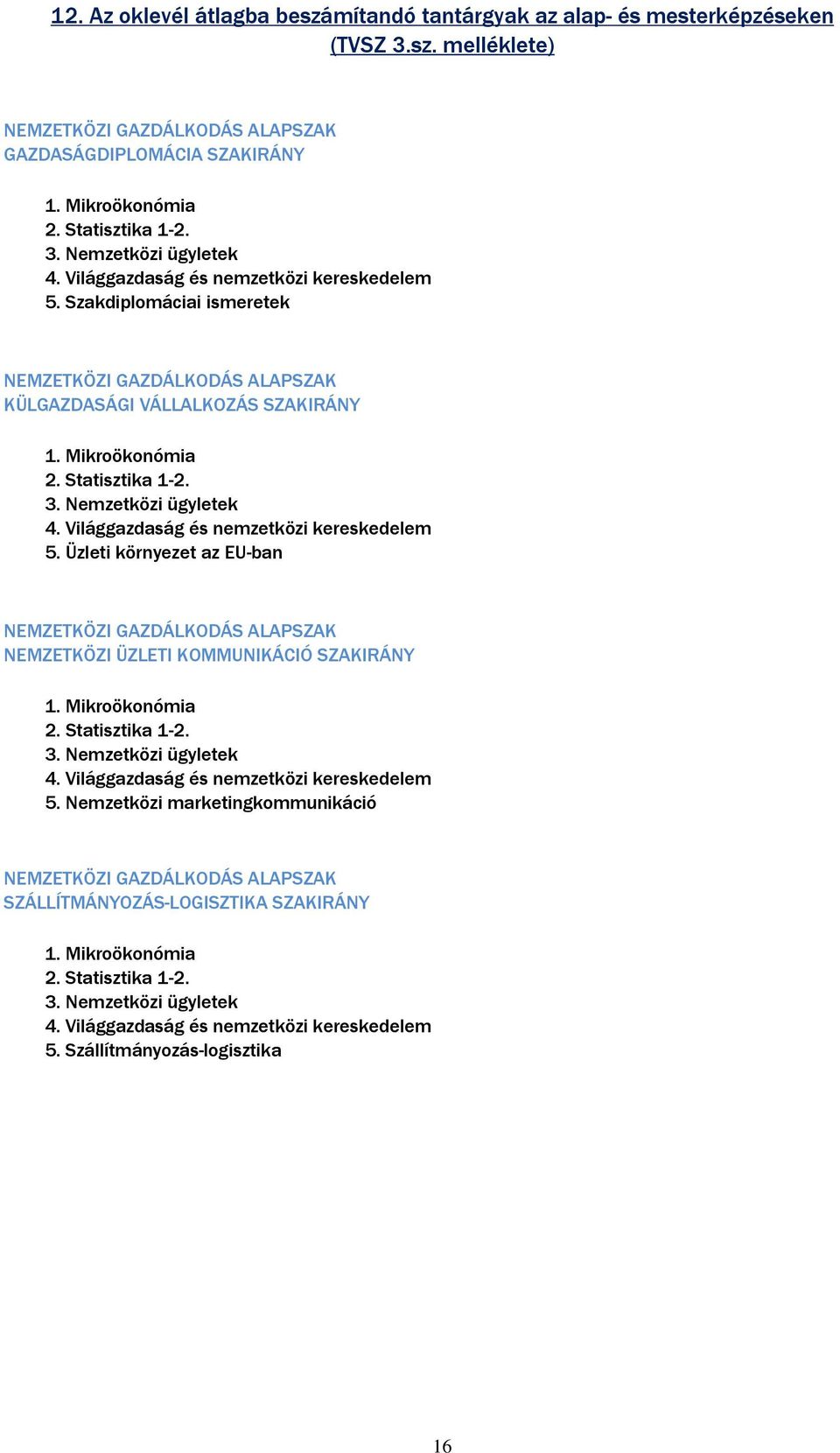 Világgazdaság és nemzetközi kereskedelem 5. Üzleti környezet az EU-ban NEMZETKÖZI GAZDÁLKODÁS ALAPSZAK NEMZETKÖZI ÜZLETI KOMMUNIKÁCIÓ SZAKIRÁNY 1. Mikroökonómia 2. Statisztika 1-2. 3.