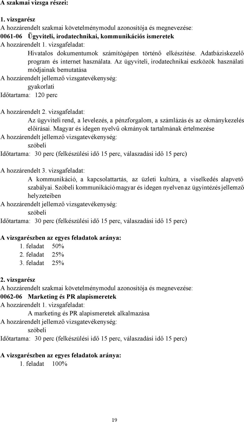 Az ügyviteli, irodatechnikai eszközök használati módjainak bemutatása A hozzárendelt jellemző vizsgatevékenység: gyakorlati Időtartama: 120 perc A hozzárendelt 2.