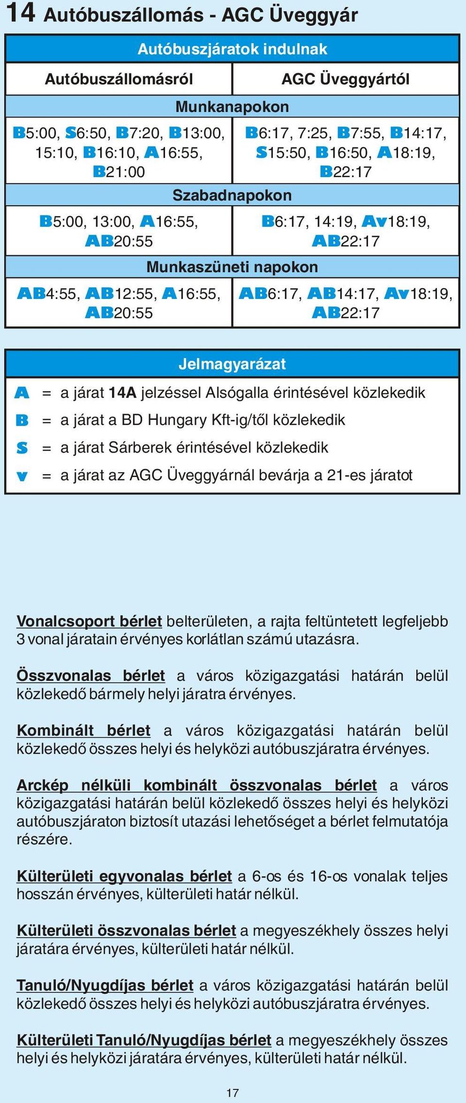 jelzéssel Alsógalla érintésével közlekedik = a járat a BD Hungary Kftig/tõl közlekedik = a járat Sárberek érintésével közlekedik = a járat az AGC Üveggyárnál bevárja a 21es járatot Vonalcsoport