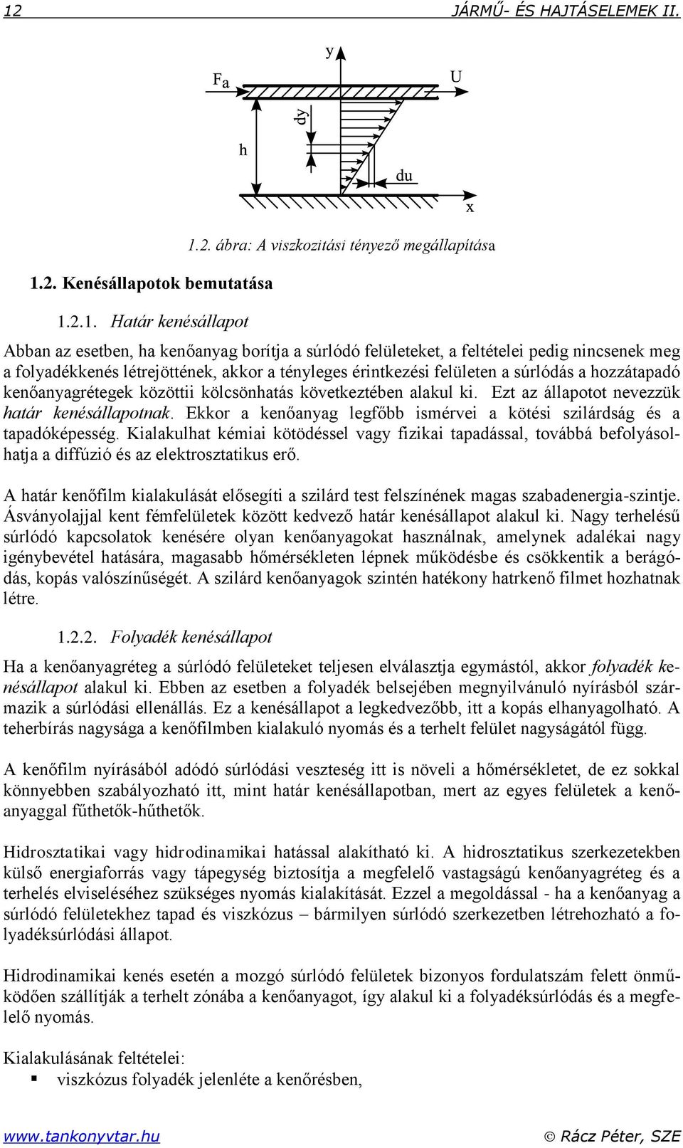 érintkezési felületen a súrlódás a hozzátapadó kenőanyagrétegek közöttii kölcsönhatás következtében alakul ki. Ezt az állapotot nevezzük határ kenésállapotnak.