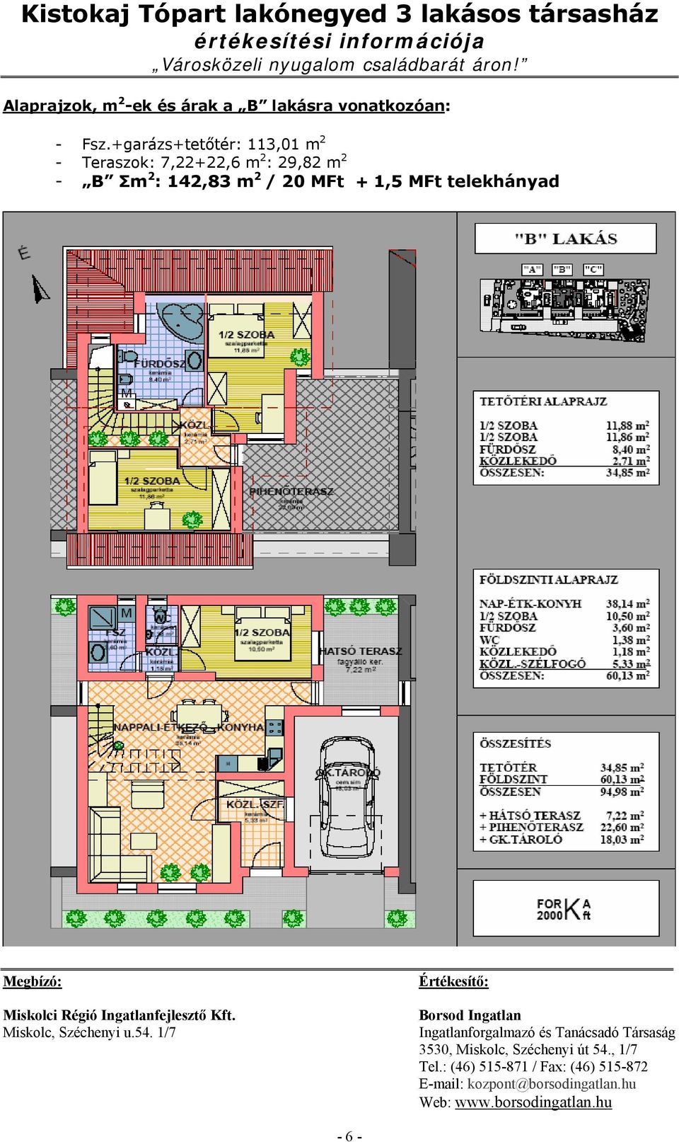 +garázs+tetőtér: 113,01 m 2 - Teraszok: