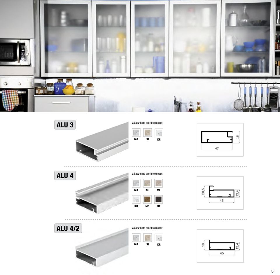 felületek: MA SI MI KR MB MF Alu 4/2