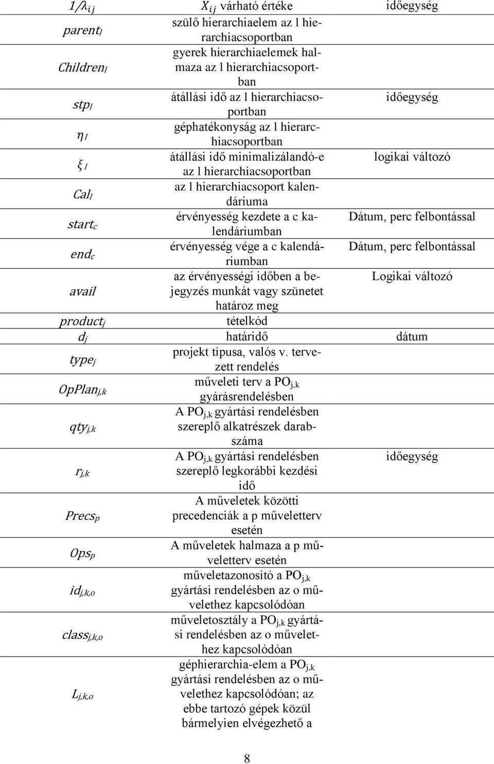 érvényesség kezdete a c kalendáriumban Dátum, perc felbontással endc érvényesség vége a c kalendáriumban Dátum, perc felbontással az érvényességi időben a bejegyzés Logikai változó avail munkát vagy