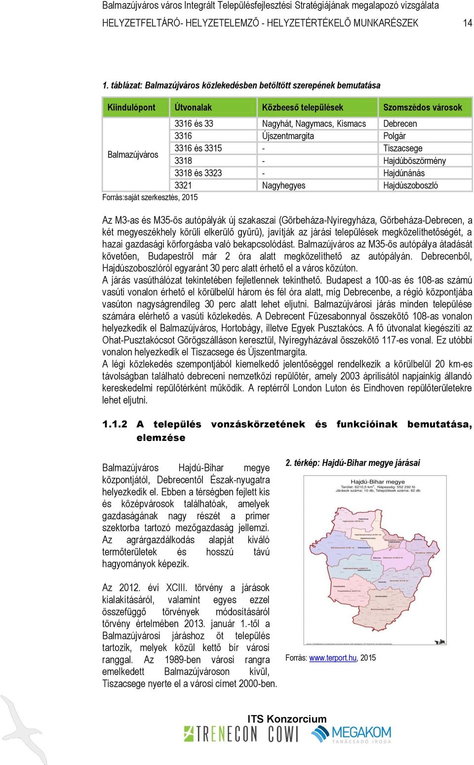 Polgár Balmazújváros 3316 és 3315 - Tiszacsege 3318 - Hajdúböszörmény 3318 és 3323 - Hajdúnánás 3321 Nagyhegyes Hajdúszoboszló Forrás:saját szerkesztés, 2015 Az M3-as és M35-ös autópályák új