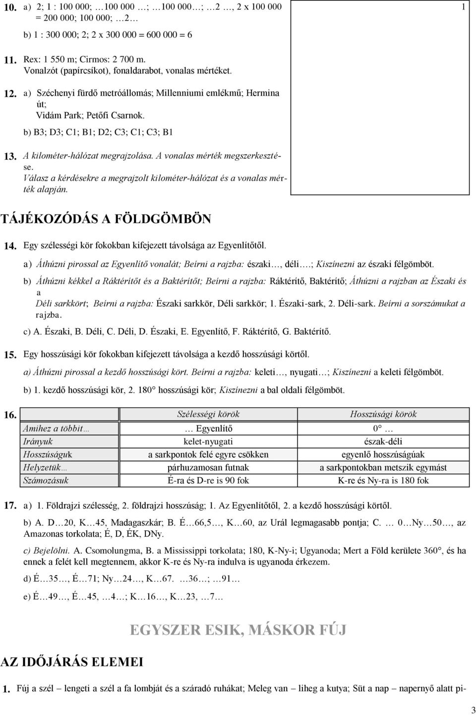 A kilométer-hálózat megrajzolása. A vonalas mérték megszerkesztése. Válasz a kérdésekre a megrajzolt kilométer-hálózat és a vonalas mérték alapján. TÁJÉKOZÓDÁS A FÖLDGÖMBÖN 14.