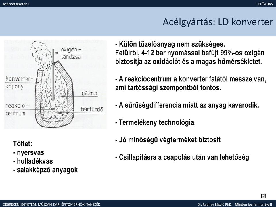 - A reakciócentrum a konverter falától messze van, ami tartóssági szempontból fontos.