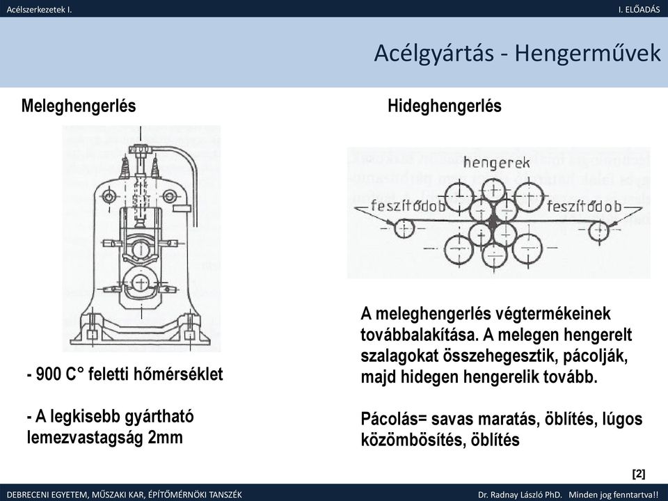 A melegen hengerelt szalagokat összehegesztik, pácolják, majd hidegen hengerelik