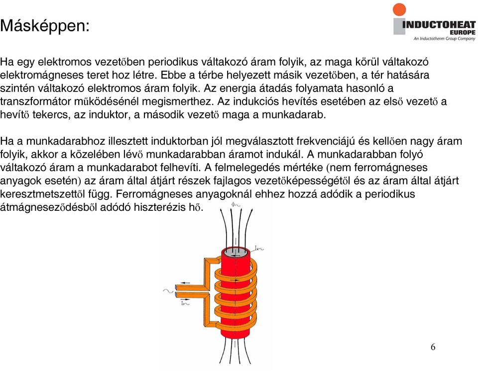 Az indukciós hevítés esetében az első vezető a hevítő tekercs, az induktor, a második vezető maga a munkadarab.