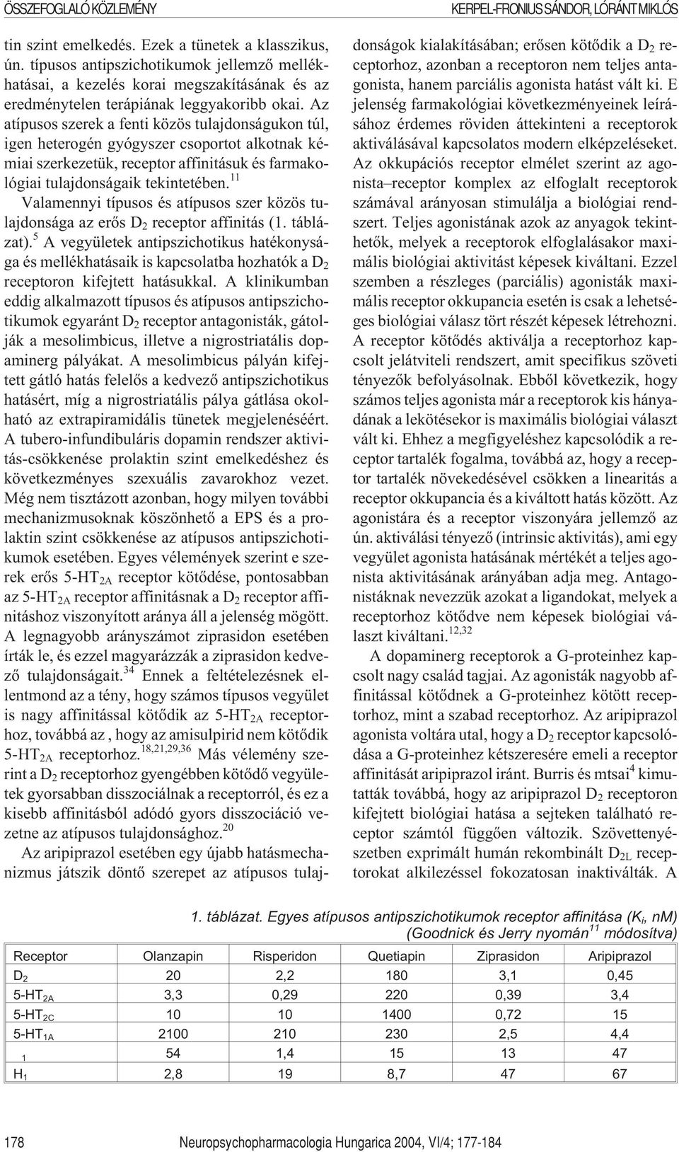 Az atípusos szerek a fenti közös tulajdonságukon túl, igen heterogén gyógyszer csoportot alkotnak kémiai szerkezetük, receptor affinitásuk és farmakológiai tulajdonságaik tekintetében.