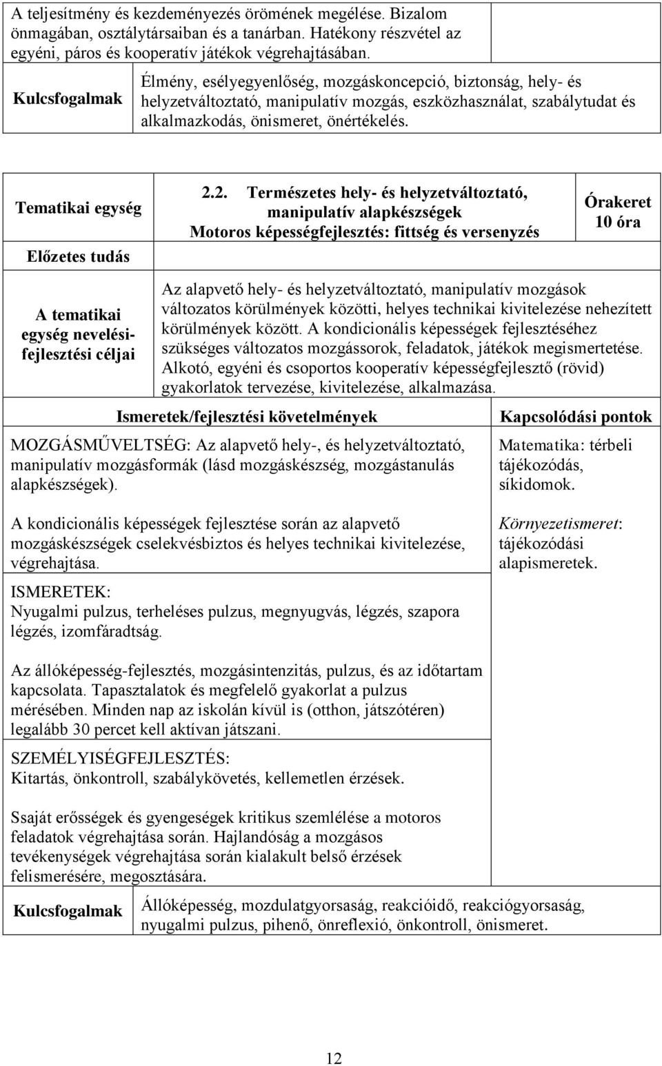 Tematikai egység Előzetes tudás 2.