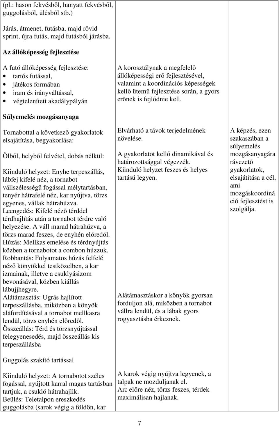 fejlesztésével, valamint a koordinációs képességek kellő ütemű fejlesztése során, a gyors erőnek is fejlődnie kell.