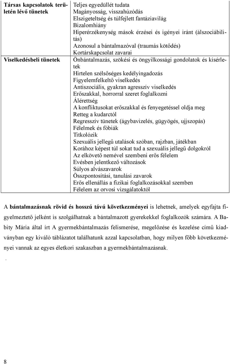 kedélyingadozás Figyelemfelkeltő viselkedés Antiszociális, gyakran agresszív viselkedés Erőszakkal, horrorral szeret foglalkozni Álérettség A konfliktusokat erőszakkal és fenyegetéssel oldja meg