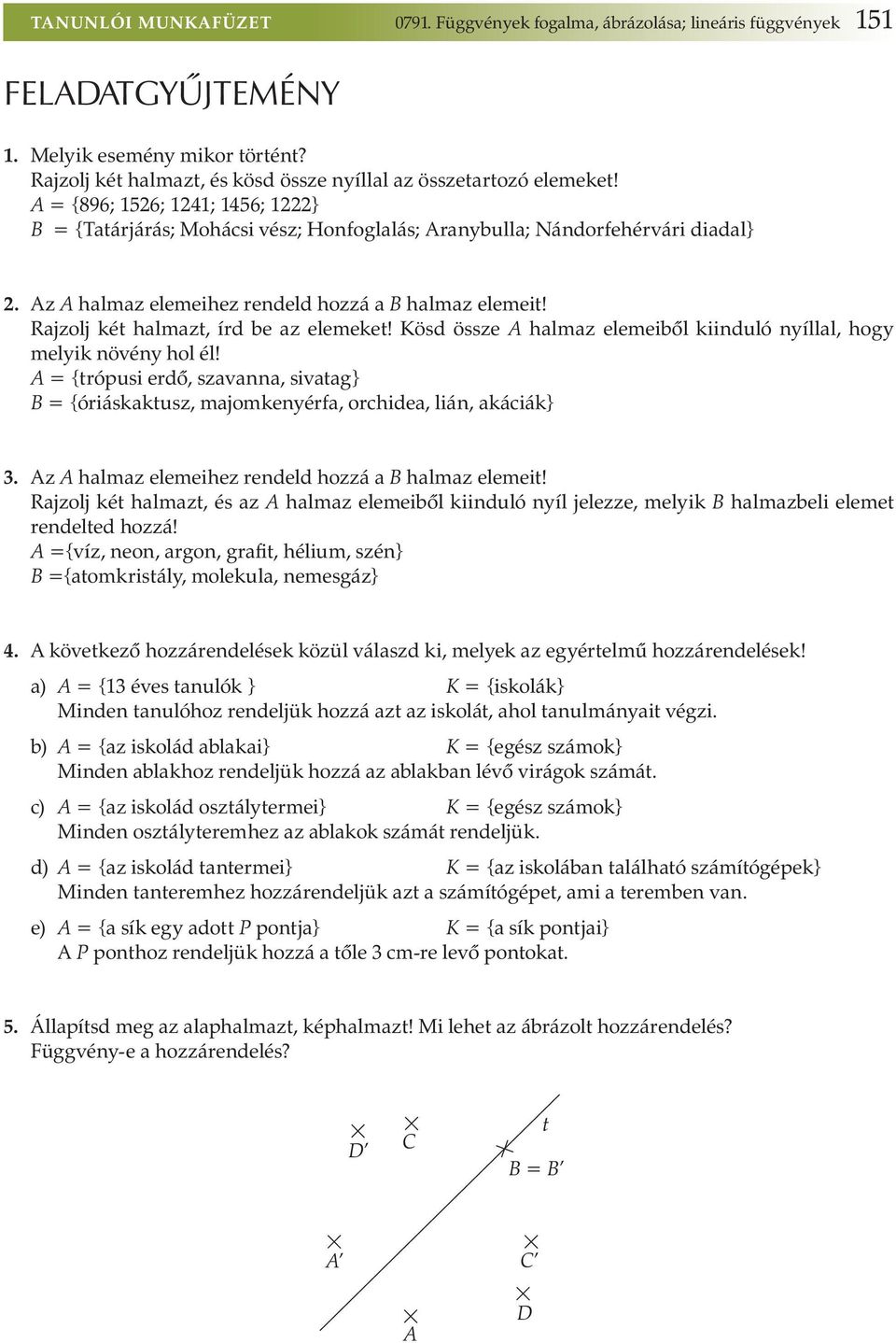 Rajzolj két halmazt, írd be az elemeket! Kösd össze A halmaz elemeiből kiinduló nyíllal, hogy melyik növény hol él!