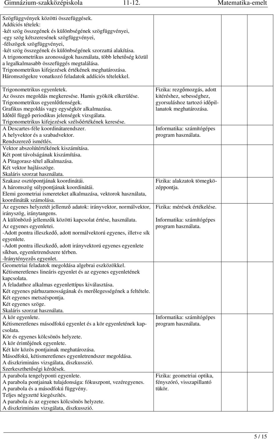 A trigonometrikus azonosságok használata, több lehetőség közül a legalkalmasabb összefüggés megtalálása. Trigonometrikus kifejezések értékének meghatározása.