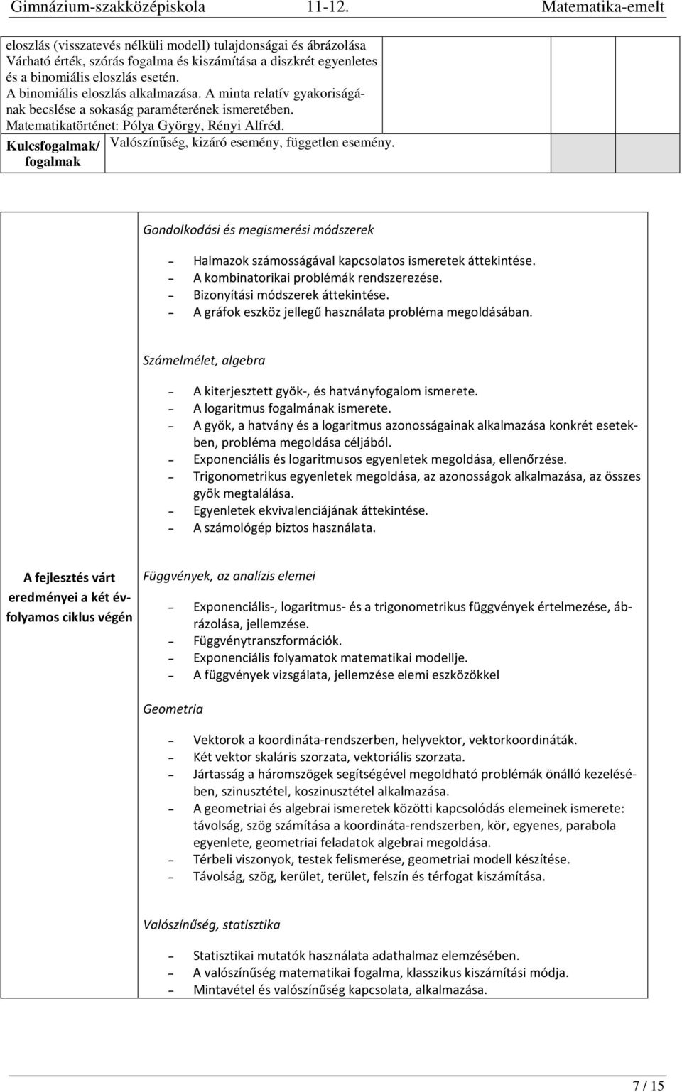 Gondolkodási és megismerési módszerek Halmazok számosságával kapcsolatos ismeretek áttekintése. A kombinatorikai problémák rendszerezése. Bizonyítási módszerek áttekintése.